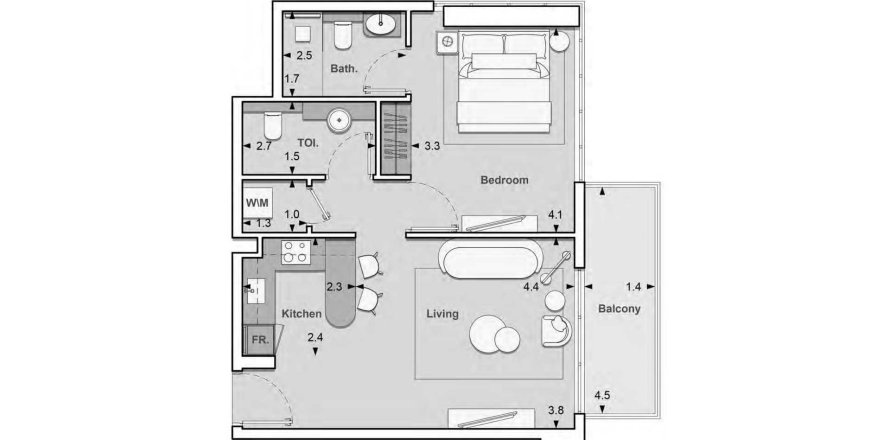 Apartment in Lume Residence in Jumeirah Village Circle, Dubai 1 bedroom, 62.84 sq.m. № 31524