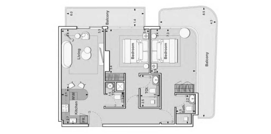 Appartement à Lume Residence à Jumeirah Village Circle, Dubai, 2 chambres, 103.9 m², № 31526