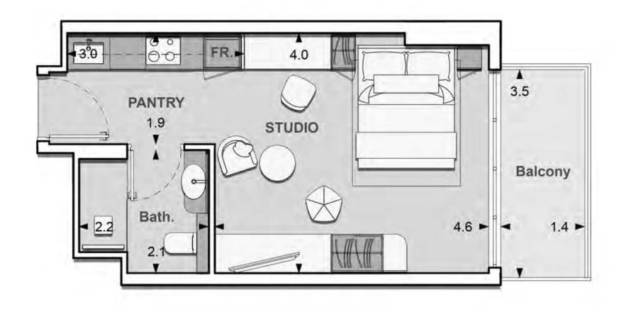 Квартира в Lume Residence в Джумейра Вилладж Серкл, Дубай, студия, 35.06м², № 31520