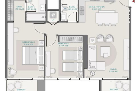 Apartamento en Dubai, 2 dormitorios, 107 m², № 17324 - foto 20