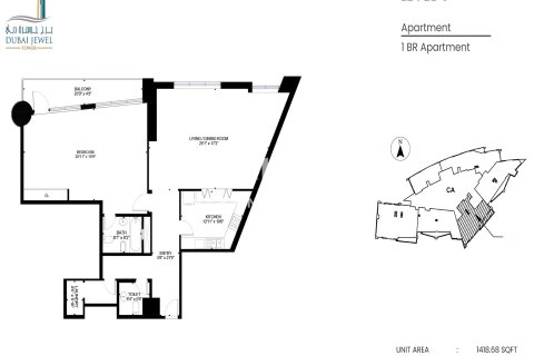 Apartment in Dubai Media City, Dubai 1 bedroom, 83.41017146 sq.m. № 99711 - photo 12