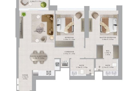 Appartement à Valo à Dubai Creek Harbour (The Lagoons), Dubai, 1 chambre, 70 m², № 104014 - photo 3