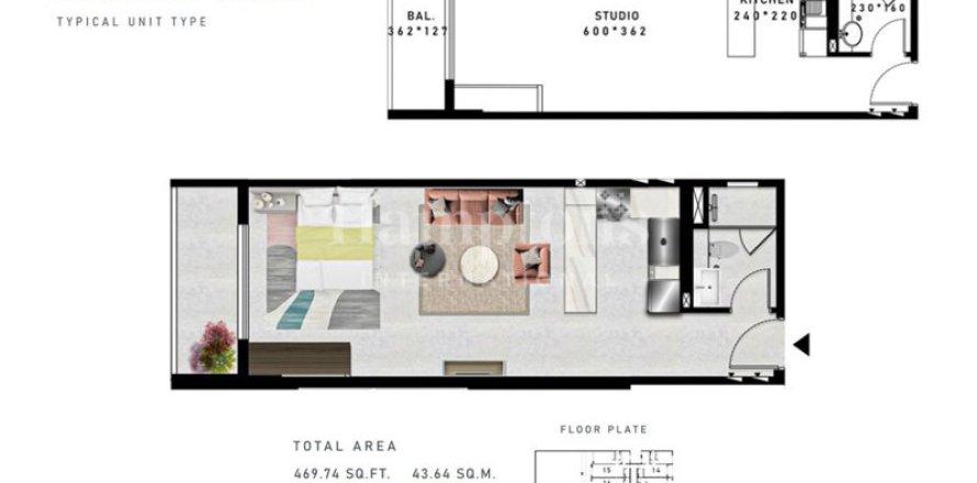 شقة في FIVE at Jumeirah Village Circle, دائرة قرية جميرا, دبي استوديو, 43.6644 م² رقم 12653
