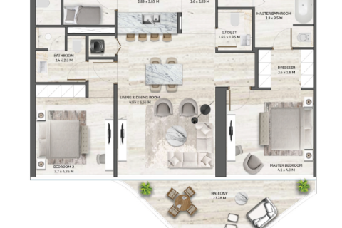 Apartment in Palm Jumeirah, Dubai 2 bedrooms, 156 sq.m. № 92439 - photo 9