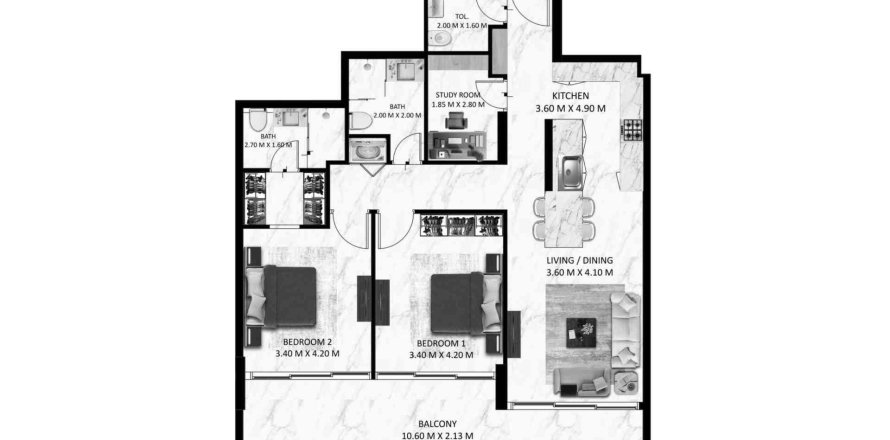 Appartement à Bling Avenue 1 à Dubai South (Dubai World Central), Dubai, 1 chambre, 118.28 m², № 31635
