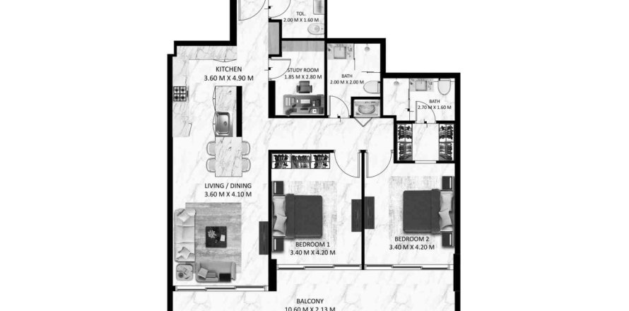 Apartamento en Bling Avenue 1 en Dubai South (Dubai World Central), Dubai, 1 dormitorio, 118.25 m², № 31636