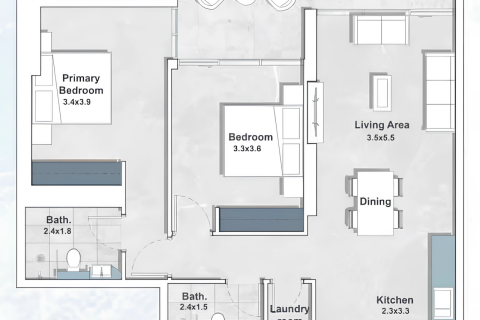 Apartamento en Al Jaddaf, Dubai, 2 dormitorios, 98 m², № 54808 - foto 9
