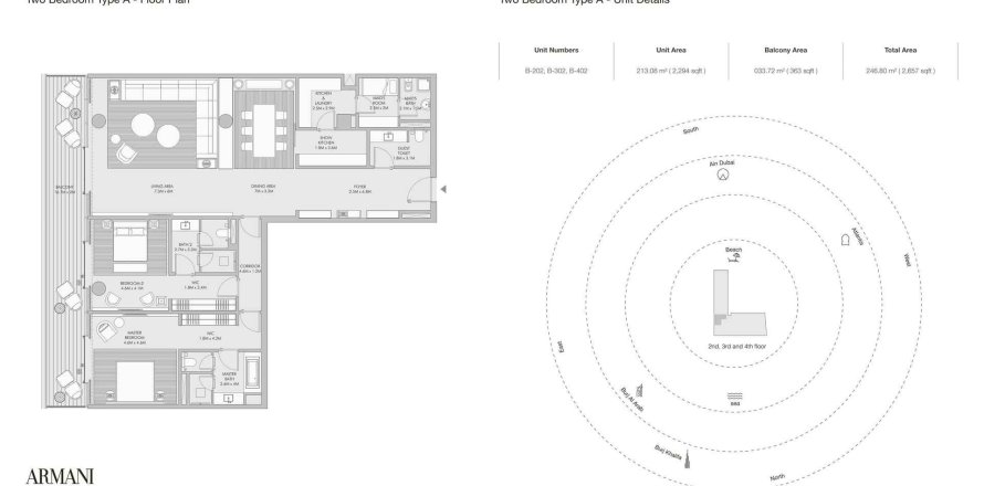 Appartement à ARMANI BEACH RESIDENCES à Palm Jumeirah, Dubai, 2 chambres, 246.8 m², № 31205