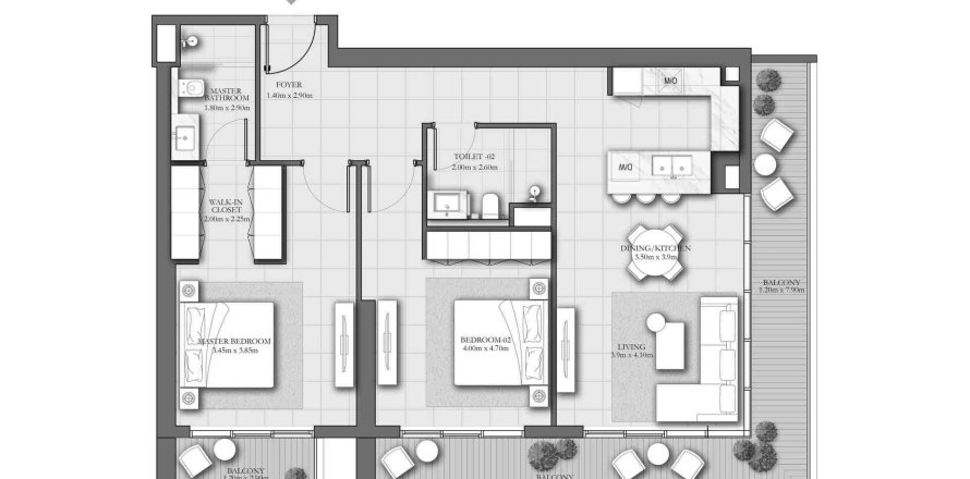 Apartment in ROMA RESIDENCES in Jumeirah Village Circle, Dubai 2 bedrooms, 170.65 sq.m. № 31267