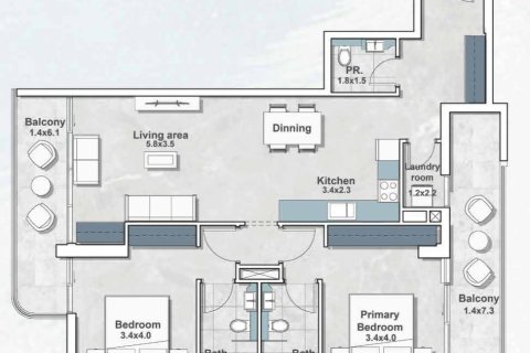Apartment in Dubai Healthcare City 1 bedroom, 64 sq.m. № 103917 - photo 6