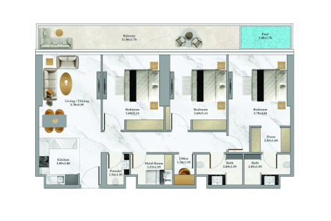 Apartment in Bayz 102 in Business Bay, Dubai studio, 34 sq.m. № 103919 - photo 3