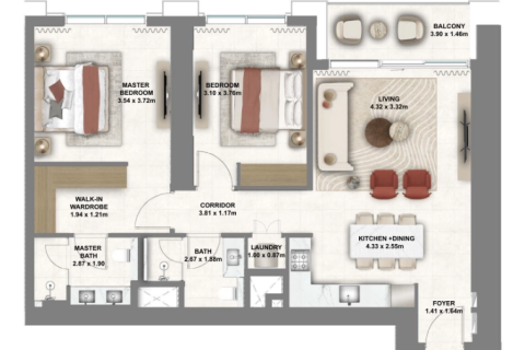 Appartement à Dubai, 2 chambres, 106 m², № 49616 - photo 13