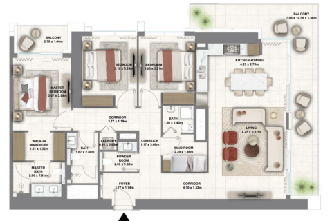 Apartamento en Dubai, 3 dormitorios, 170 m², № 49617 - foto 13