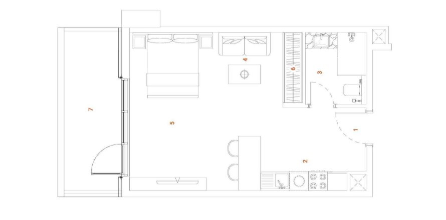 Квартира в THE ORCHARD PLACE в Джумейра Вилладж Серкл, Дубай, студия, 48.44м², № 31175