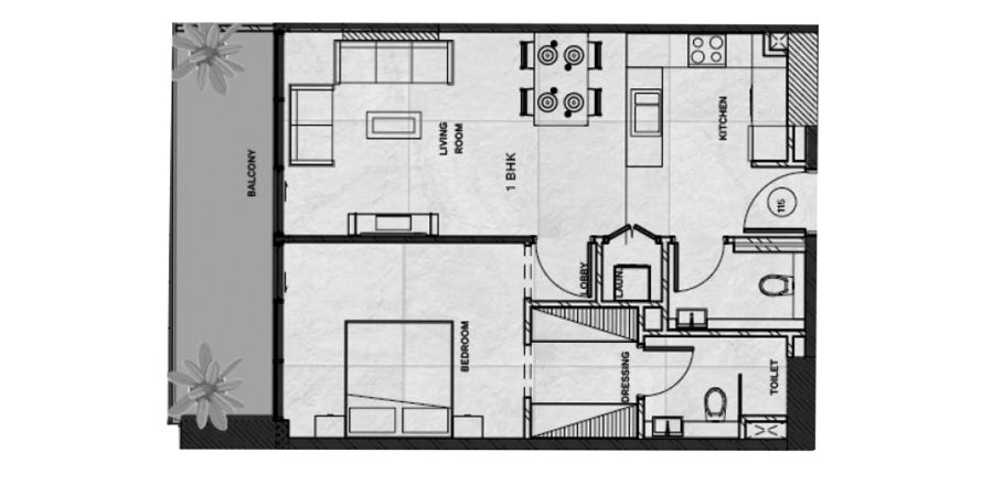 Квартира в Gateway by Premier Choice в Джумейра Вилладж Серкл, Дубай, 1 спальня, 72.74м², № 31159