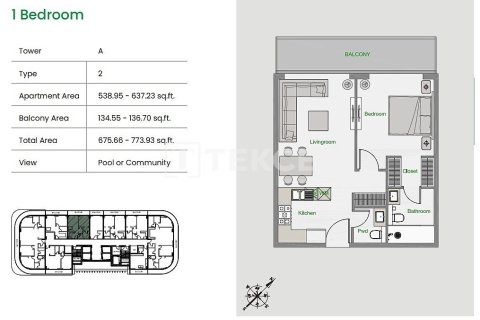 Apartment in Arjan, Dubai studio, 41 sq.m. № 50346 - photo 17