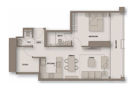 Appartement à Al Jaddaf, Dubai, 1 chambre, 70 m², № 92724 - photo 5