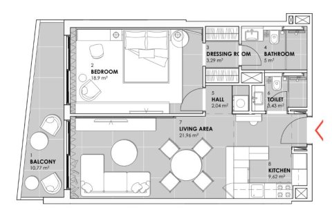 Apartamento en Jumeirah Village Circle, Dubai, 1 dormitorio, 71.3 m², № 3866 - foto 20