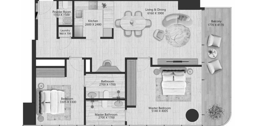 Appartement à IL Vento à Maritime City, Dubai, 2 chambres, 115.05 m², № 70048