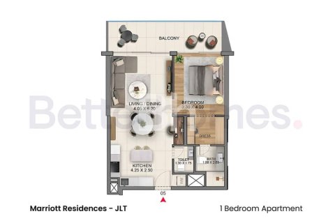 Appartement à Jumeirah Lake Towers, Dubai, 1 chambre, 82 m², № 57587 - photo 2