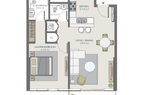 Apartamento en Dubai, 1 dormitorio, № 92711 - foto 3