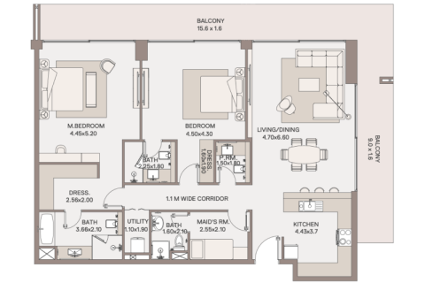 Apartment in Dubai 1 bedroom, 98 sq.m. № 92592 - photo 5