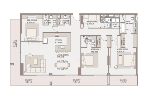 Apartment in Dubai 1 bedroom, 98 sq.m. № 92592 - photo 6
