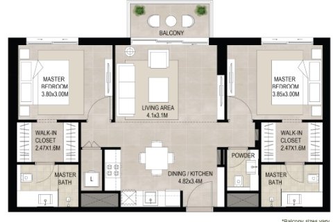 Appartement à Town Square, Dubai, 2 chambres, 84 m², № 4244 - photo 3