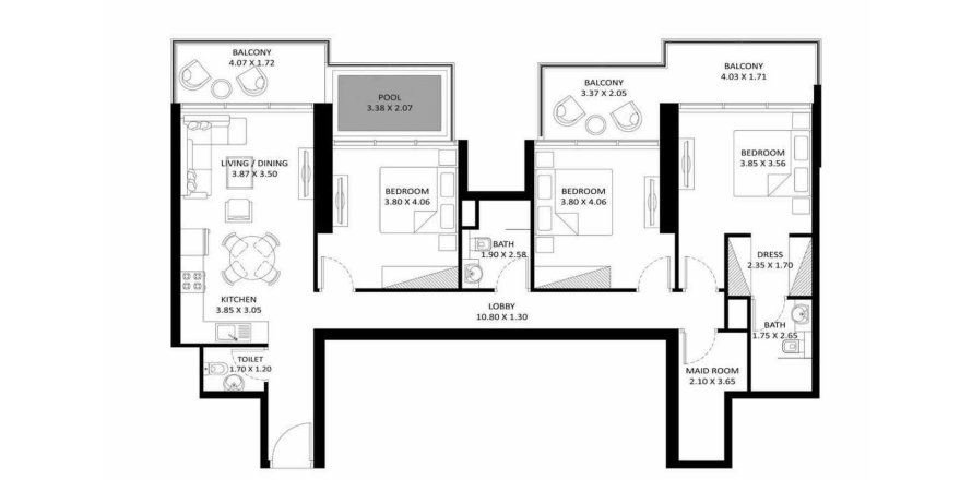 Apartment in ELITZ 2 in Jumeirah Village Circle, Dubai 3 bedrooms, 138.69 sq.m. № 31047