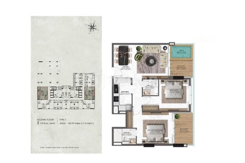 Appartement à Majan, Dubai, 2 chambres, 92 m², № 47436 - photo 15